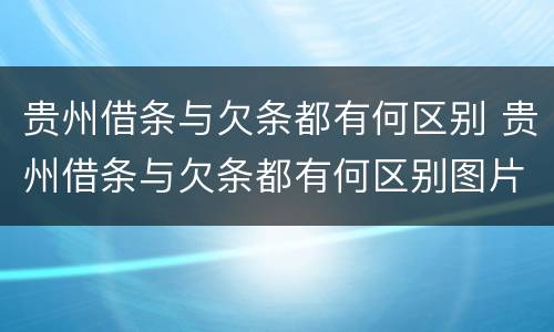 贵州借条与欠条都有何区别 贵州借条与欠条都有何区别图片