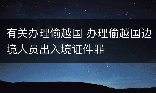 有关办理偷越国 办理偷越国边境人员出入境证件罪