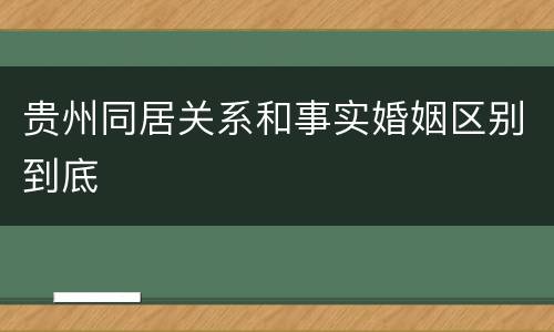 贵州同居关系和事实婚姻区别到底
