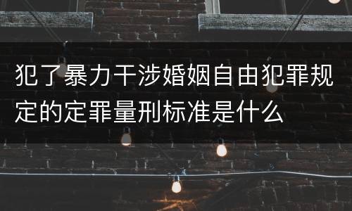 犯了暴力干涉婚姻自由犯罪规定的定罪量刑标准是什么