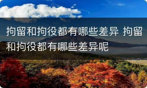 拘留和拘役都有哪些差异 拘留和拘役都有哪些差异呢