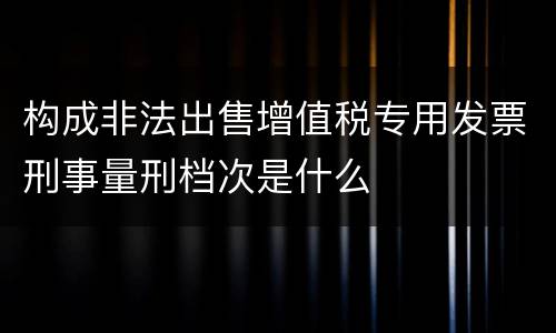 构成非法出售增值税专用发票刑事量刑档次是什么
