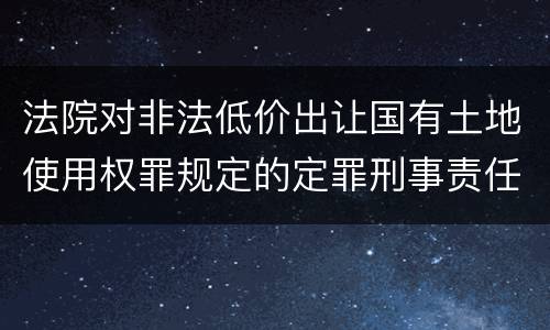 法院对非法低价出让国有土地使用权罪规定的定罪刑事责任是什么样的