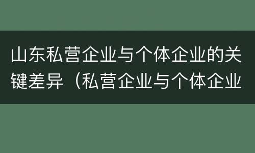 山东私营企业与个体企业的关键差异（私营企业与个体企业的区别）