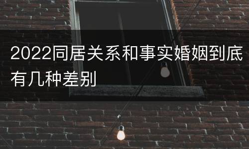2022同居关系和事实婚姻到底有几种差别