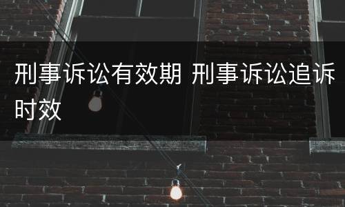 刑事诉讼有效期 刑事诉讼追诉时效