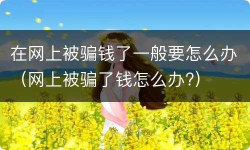 在网上被骗钱了一般要怎么办（网上被骗了钱怎么办?）