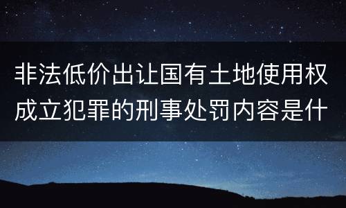 非法低价出让国有土地使用权成立犯罪的刑事处罚内容是什么