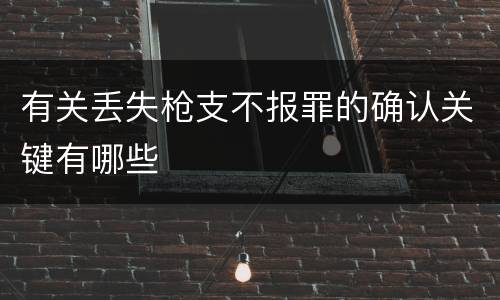 有关丢失枪支不报罪的确认关键有哪些
