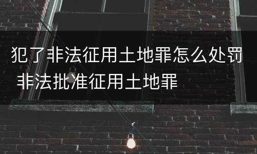 犯了非法征用土地罪怎么处罚 非法批准征用土地罪