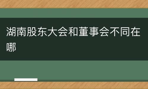 湖南股东大会和董事会不同在哪