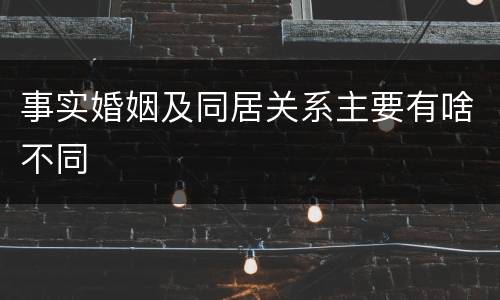 事实婚姻及同居关系主要有啥不同