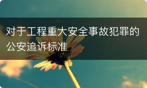 对于工程重大安全事故犯罪的公安追诉标准