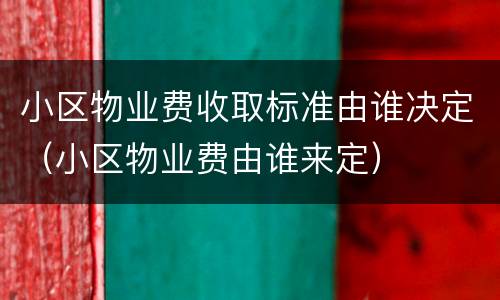 小区物业费收取标准由谁决定（小区物业费由谁来定）