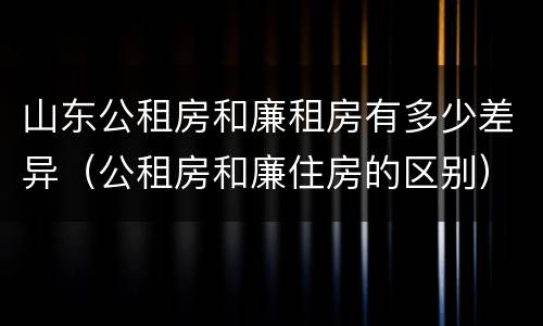 山东公租房和廉租房有多少差异（公租房和廉住房的区别）