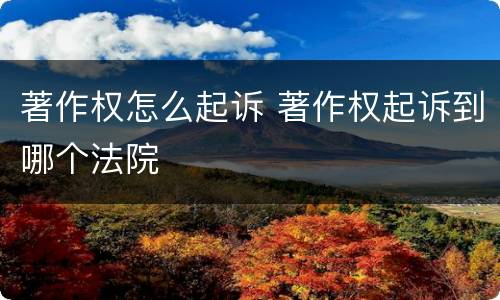 著作权怎么起诉 著作权起诉到哪个法院