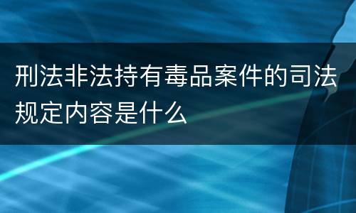 刑法非法持有毒品案件的司法规定内容是什么
