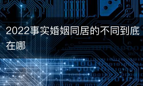2022事实婚姻同居的不同到底在哪
