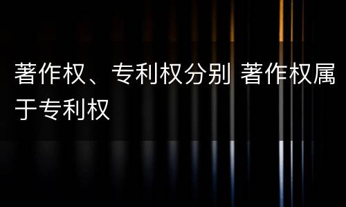 著作权、专利权分别 著作权属于专利权