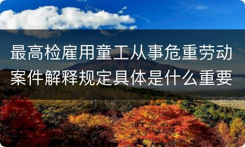 最高检雇用童工从事危重劳动案件解释规定具体是什么重要内容