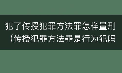 犯了传授犯罪方法罪怎样量刑（传授犯罪方法罪是行为犯吗）