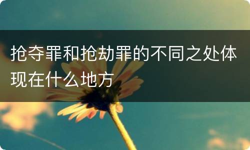 抢夺罪和抢劫罪的不同之处体现在什么地方