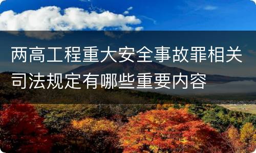 两高工程重大安全事故罪相关司法规定有哪些重要内容