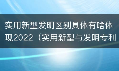 实用新型发明区别具体有啥体现2022（实用新型与发明专利的区别有哪些）