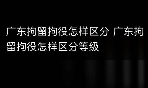 广东拘留拘役怎样区分 广东拘留拘役怎样区分等级