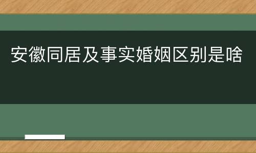安徽同居及事实婚姻区别是啥