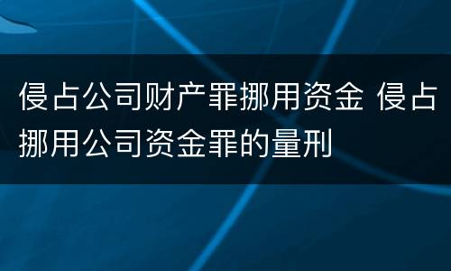 侵占公司财产罪挪用资金 侵占挪用公司资金罪的量刑