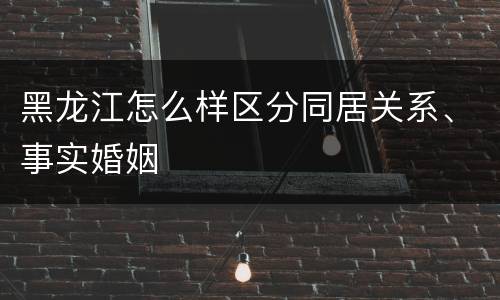黑龙江怎么样区分同居关系、事实婚姻