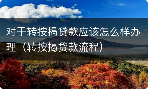 对于转按揭贷款应该怎么样办理（转按揭贷款流程）
