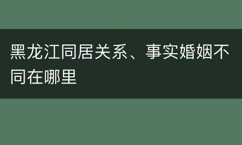 黑龙江同居关系、事实婚姻不同在哪里
