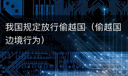 我国规定放行偷越国（偷越国边境行为）