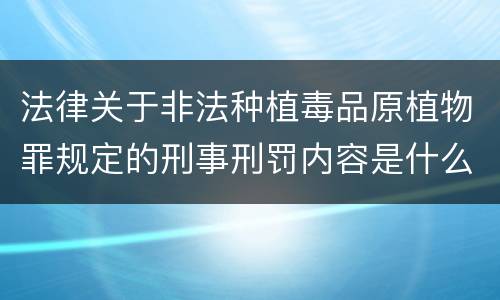 法律关于非法种植毒品原植物罪规定的刑事刑罚内容是什么