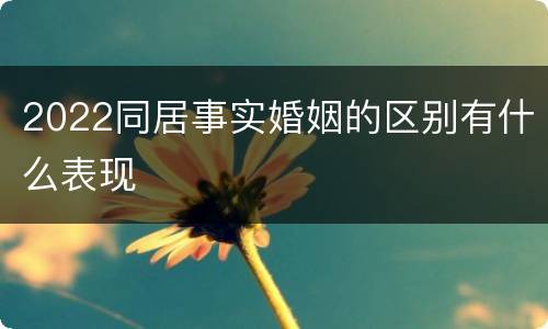2022同居事实婚姻的区别有什么表现