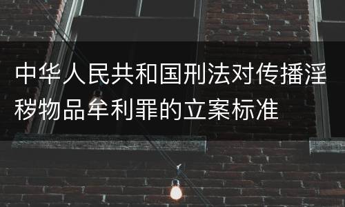 中华人民共和国刑法对传播淫秽物品牟利罪的立案标准