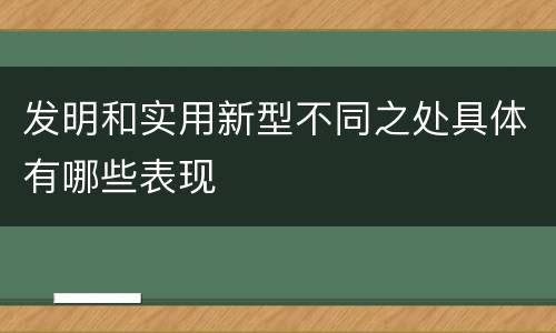 发明和实用新型不同之处具体有哪些表现