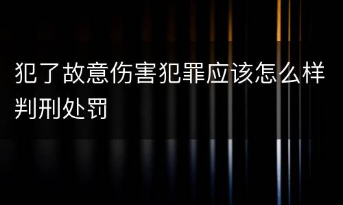 犯了故意伤害犯罪应该怎么样判刑处罚