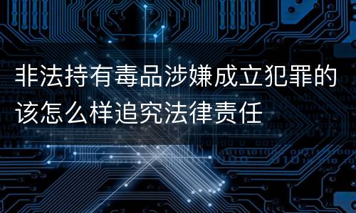 非法持有毒品涉嫌成立犯罪的该怎么样追究法律责任