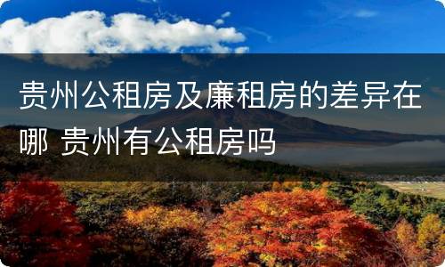 贵州公租房及廉租房的差异在哪 贵州有公租房吗