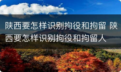 陕西要怎样识别拘役和拘留 陕西要怎样识别拘役和拘留人