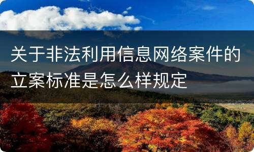 关于非法利用信息网络案件的立案标准是怎么样规定