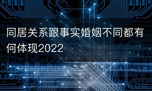 同居关系跟事实婚姻不同都有何体现2022
