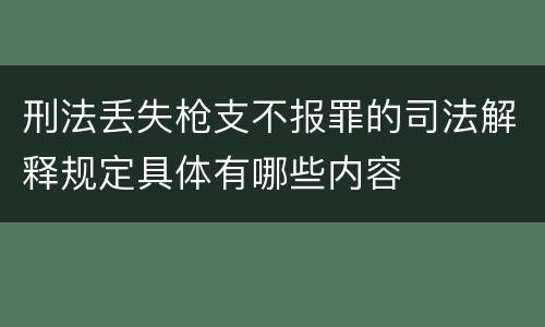 刑法丢失枪支不报罪的司法解释规定具体有哪些内容