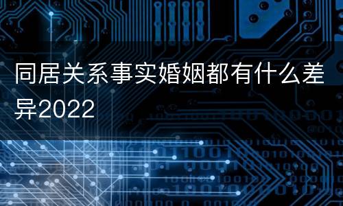 同居关系事实婚姻都有什么差异2022