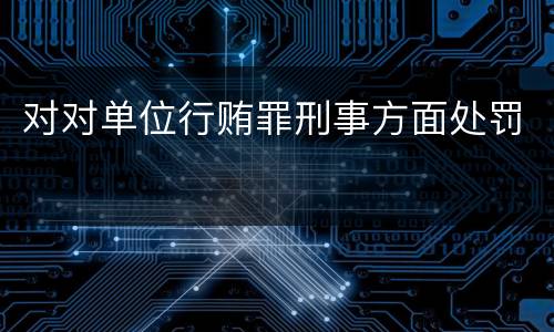 对对单位行贿罪刑事方面处罚