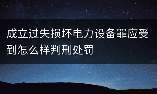 成立过失损坏电力设备罪应受到怎么样判刑处罚