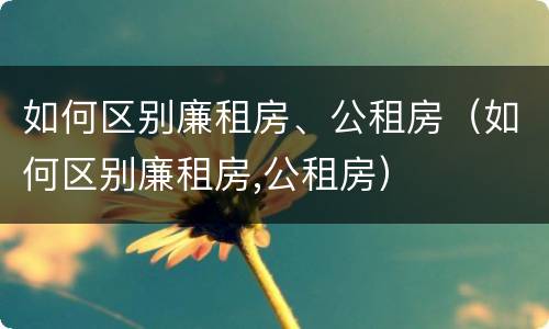 如何区别廉租房、公租房（如何区别廉租房,公租房）
